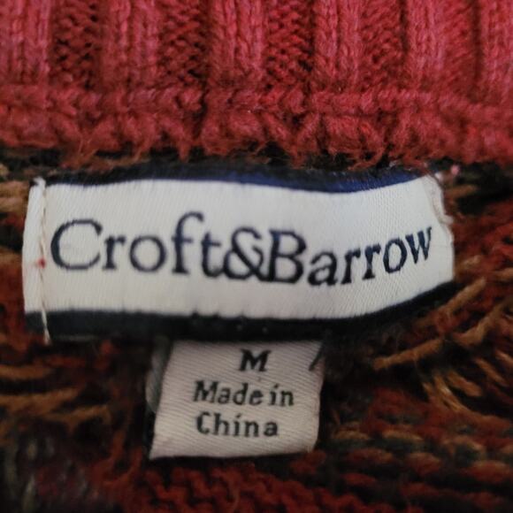 Croft & Barrow Fair Isle Grandpa Sweater Sz Medium Heritage Old Money Holiday - Picture 6 of 10